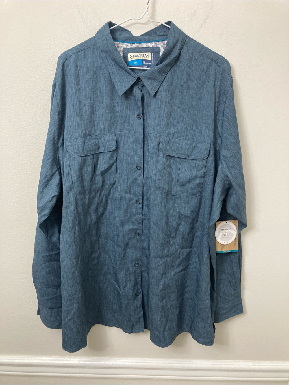 Magellan Outdoors Men's Slate Blue Button-Down Utility Shirt